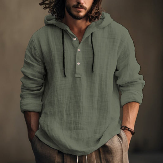 Cotton and linen hooded shirt - MATCHING MASTER