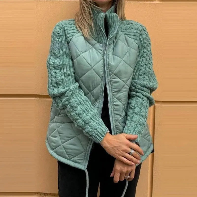 Stand collar knitted panel down jacket - MATCHING MASTER