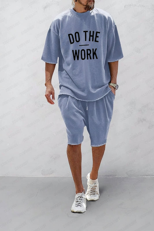 Men's 100% Cotton Casual Loose Fit Sports Set - Breathable Moisture-Wicking 2-Piece Tracksuit