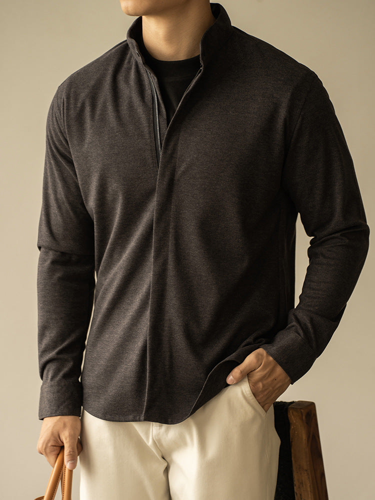 Woolen zipper long-sleeved shirt - MATCHING MASTER