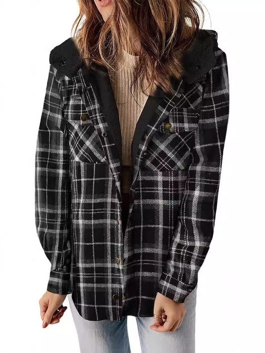 Winter Casual Plaid Hooded Wool Coat - MATCHING MASTER