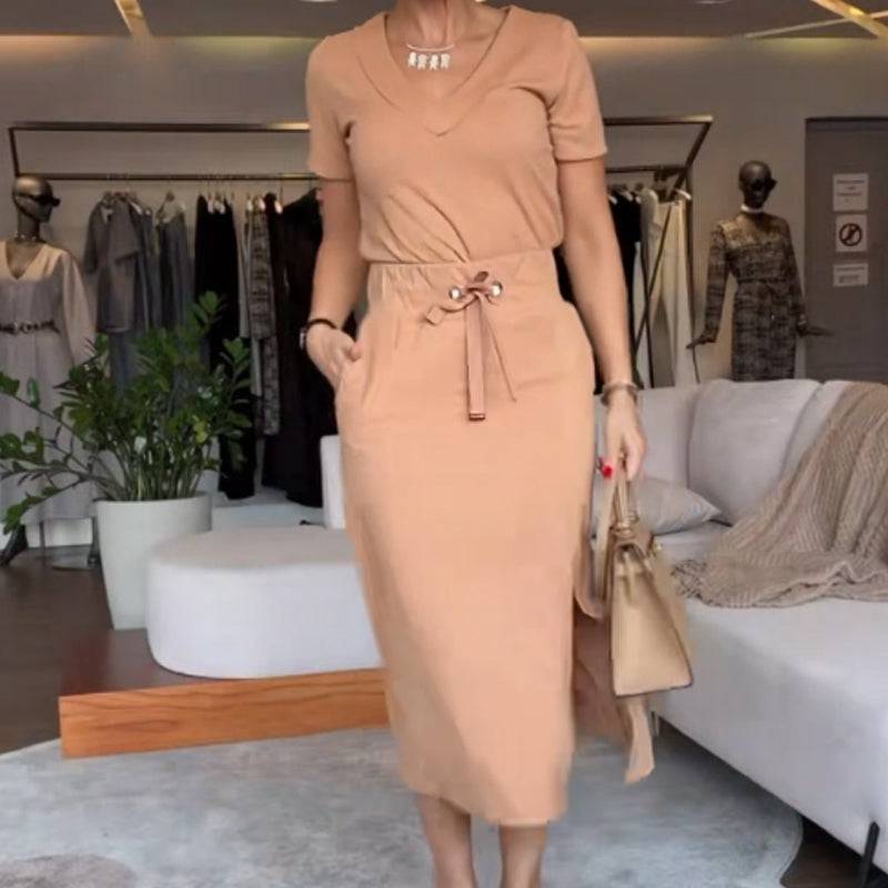 🌸Summer Sale🌸Women's V-Neck Tops and Skirts - MATCHING MASTER