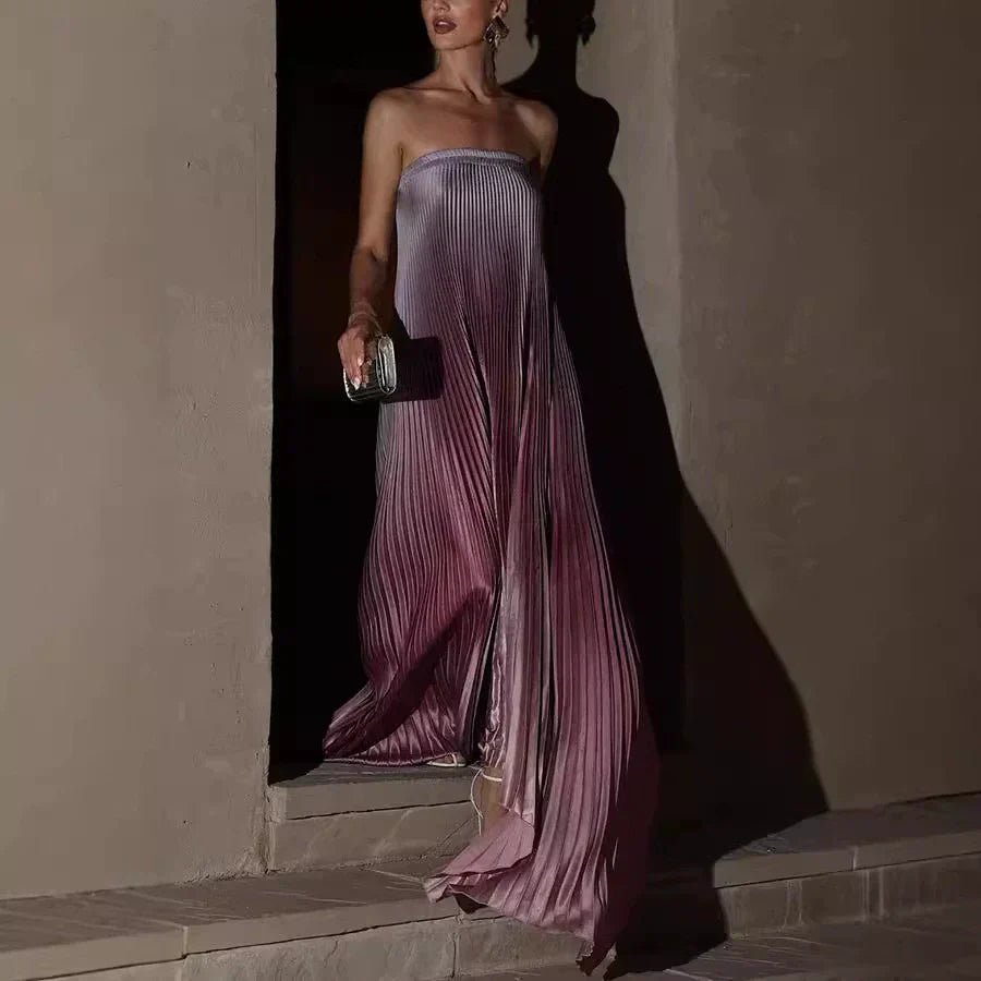🌸Spring Sale💐 Ombre Pleated Strapless Evening Dress