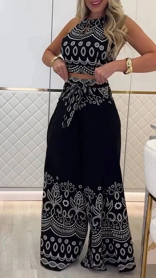 Women's Vintage Printed Holiday Casual Three-Piece Suits - MATCHING MASTER