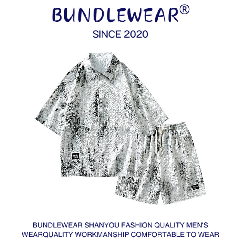 Men's summer tie-dye suit
