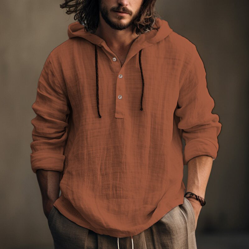 Cotton and linen hooded shirt - MATCHING MASTER