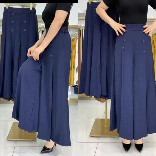 Slim fashion pleated wide leg pants
