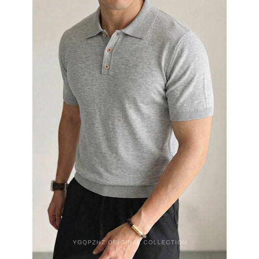 BundleWear™ Silk-Wool Polo | Fine-Ribbed Luxury Knit Short-Sleeve Top