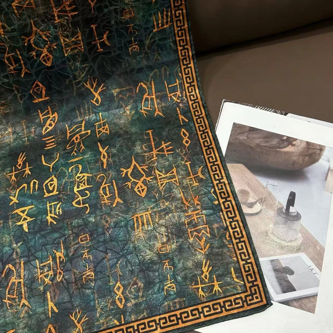 Eastern Mystery | Ancient Chinese Text Silk Scarf for Blessings - MATCHING MASTER