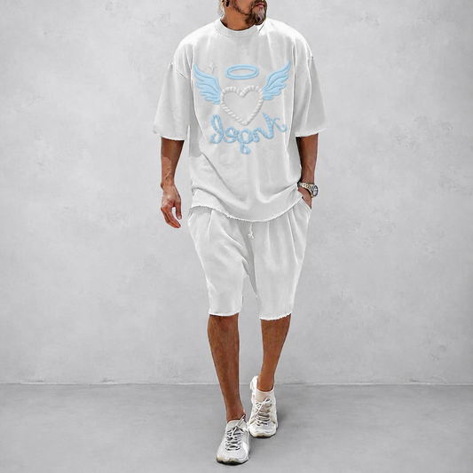 Couple 100% Cotton Casual Loose Fit Sports Set - Breathable Moisture-Wicking 2-Piece Tracksuit