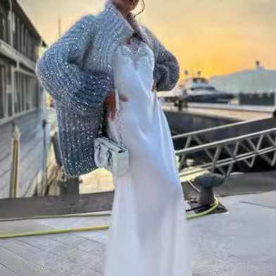 Ladies' Sparkling Sweater Cardigan - MATCHING MASTER