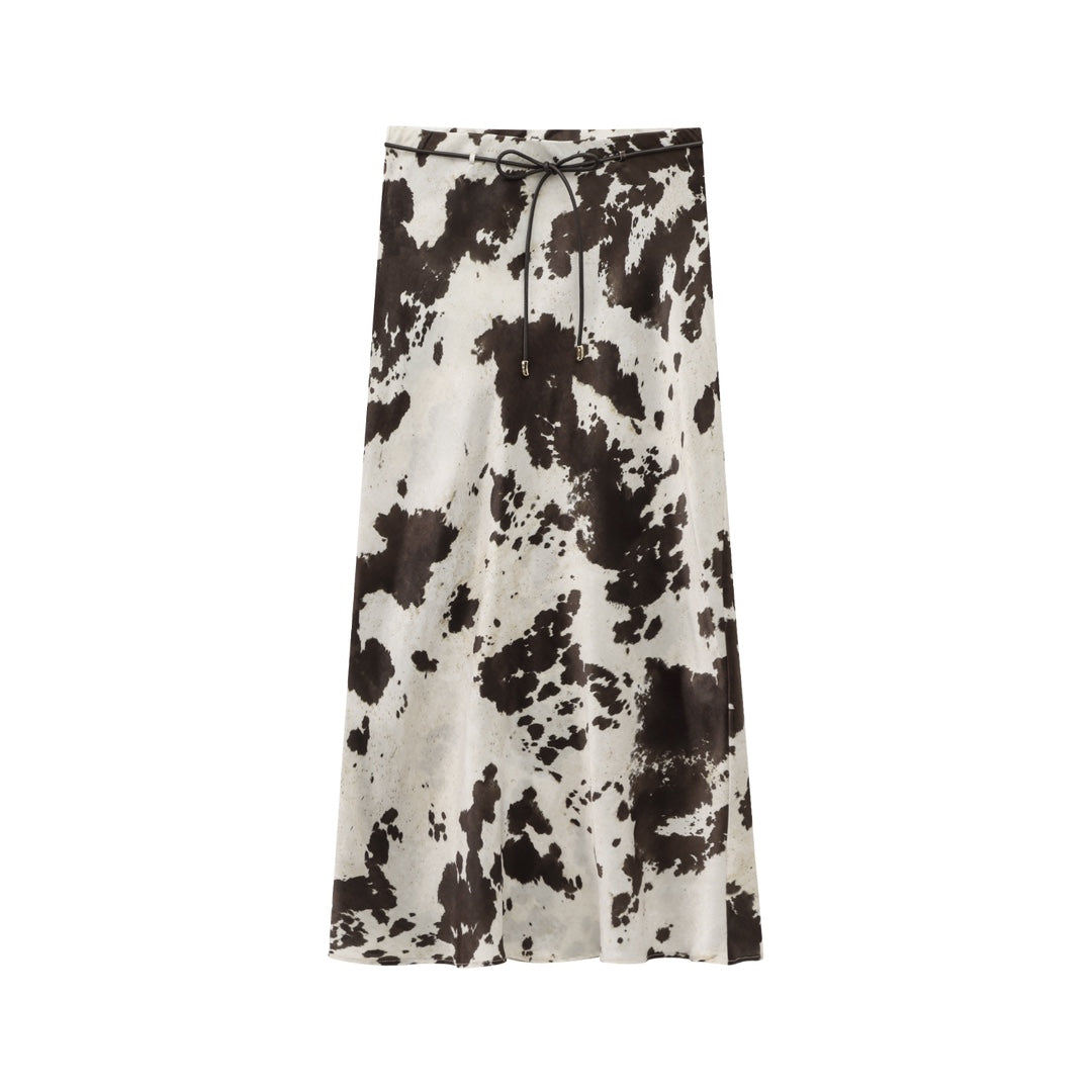Animal print textured midi shirt and skirt set - MATCHING MASTER