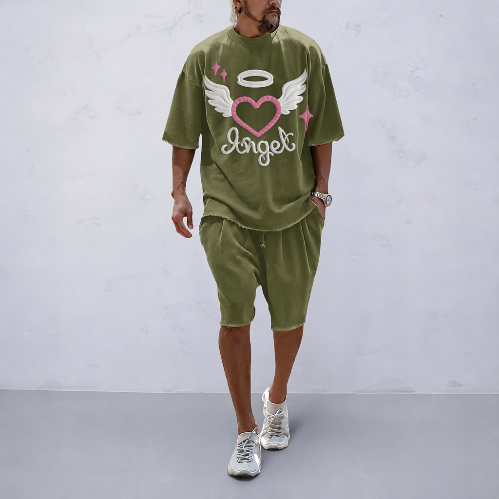 Couple 100% Cotton Casual Loose Fit Sports Set - Breathable Moisture-Wicking 2-Piece Tracksuit