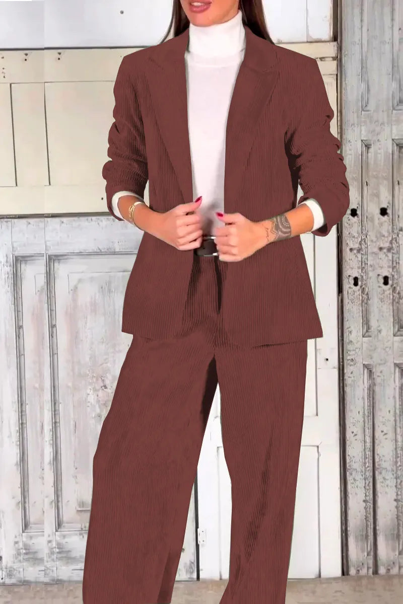 Ladies Casual Commuting Corduroy Suit - MATCHING MASTER