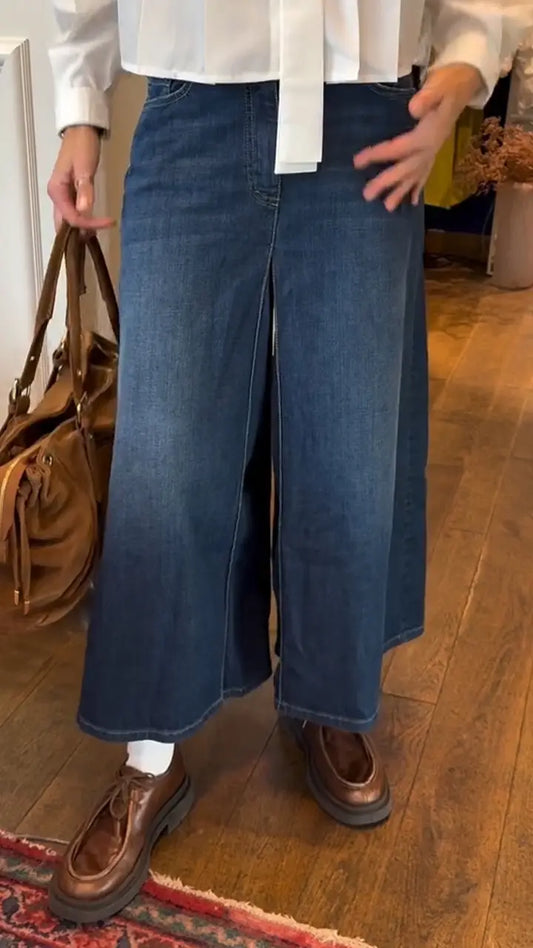 Ladies' Collared Pleated Top + Jeans Casual Suit - MATCHING MASTER