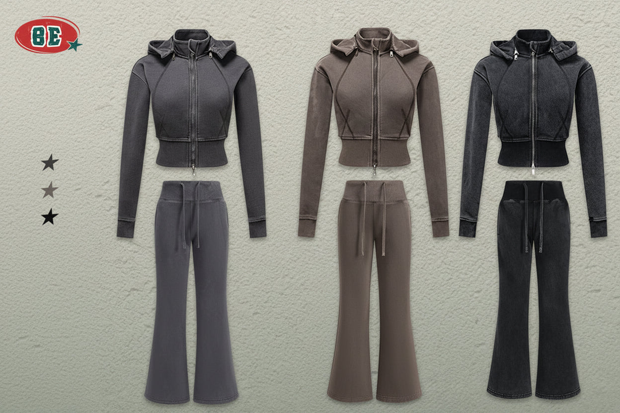 Fleece-lined slimming cardigan sweatshirt and casual pants two-piece set