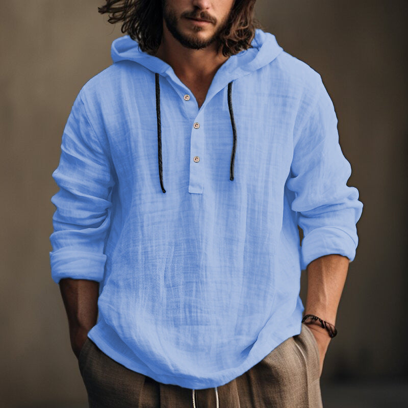 Cotton and linen hooded shirt - MATCHING MASTER