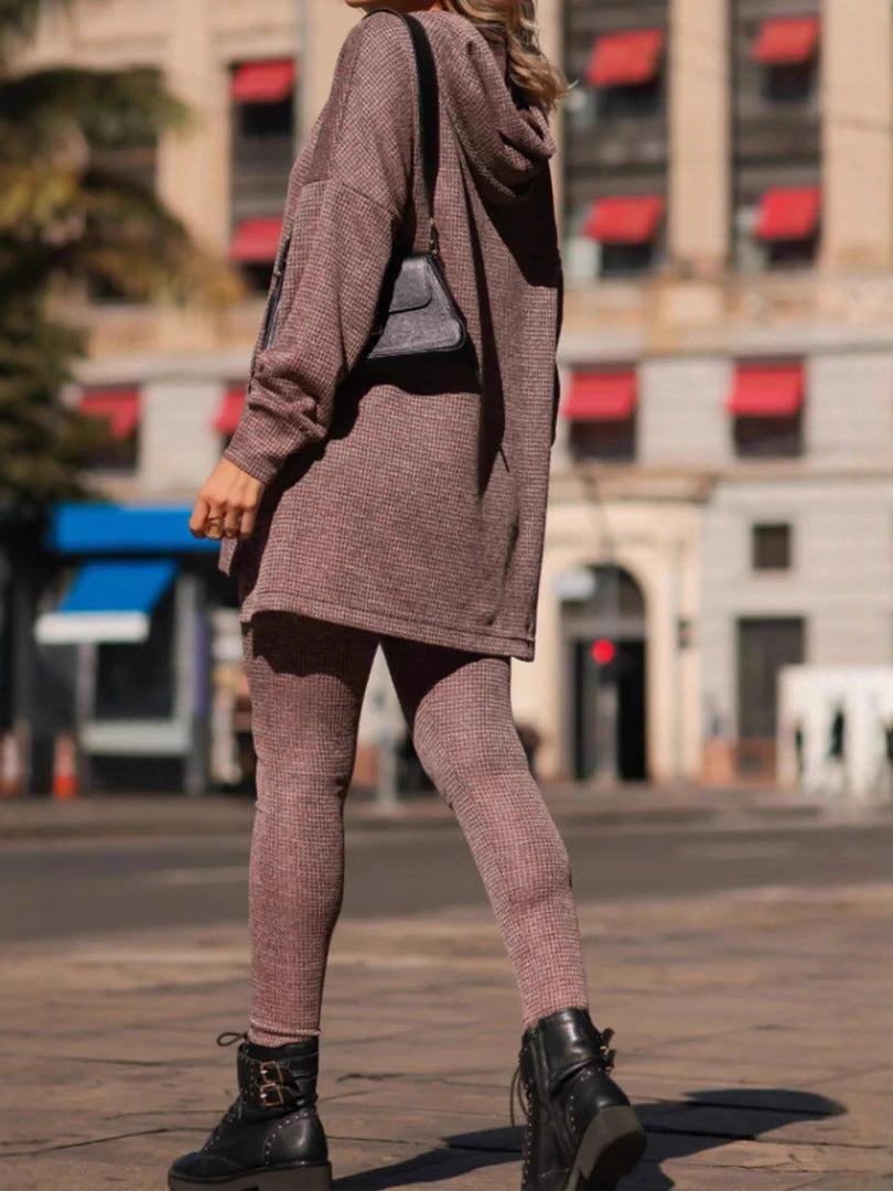 Ladies' stylish sportswear set with hooded top and casual pants (two-piece set) - MATCHING MASTER