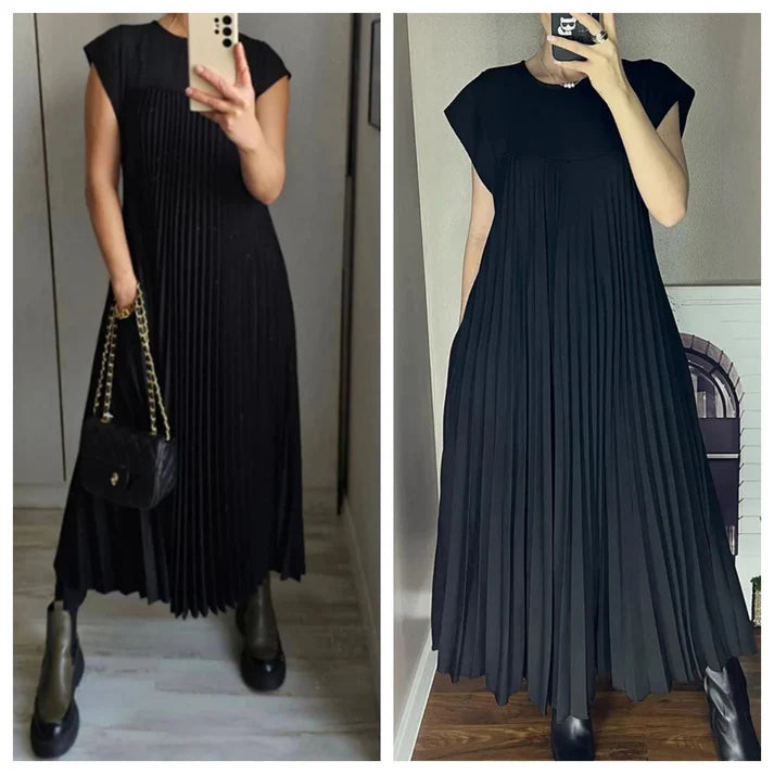 💕Women's pleated dress in solid color👗