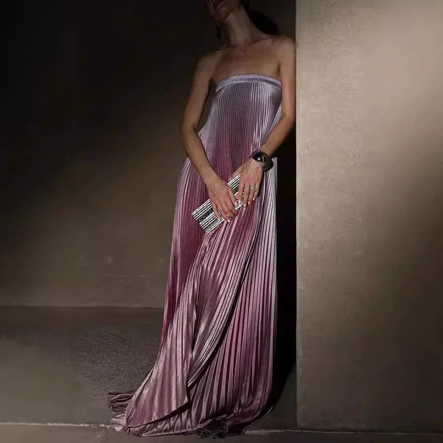 🌸Spring Sale💐 Ombre Pleated Strapless Evening Dress