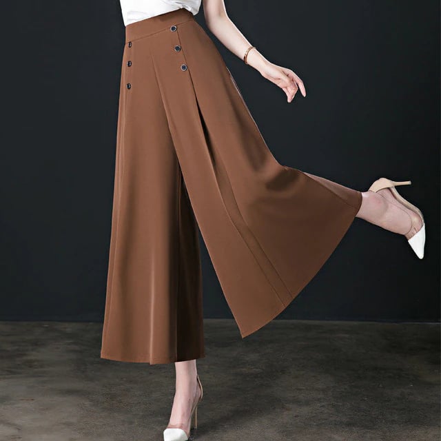 Slim fashion pleated wide leg pants