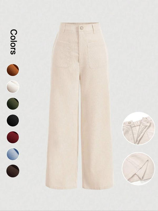 Women's solid color casual high-waisted straight leg pants - MATCHING MASTER