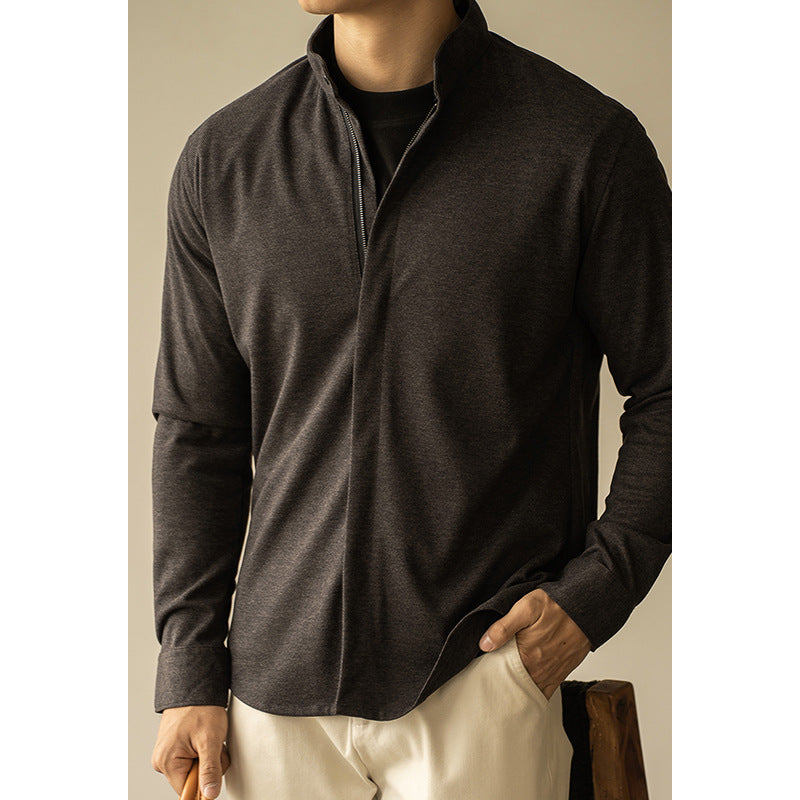 Woolen zipper long-sleeved shirt - MATCHING MASTER