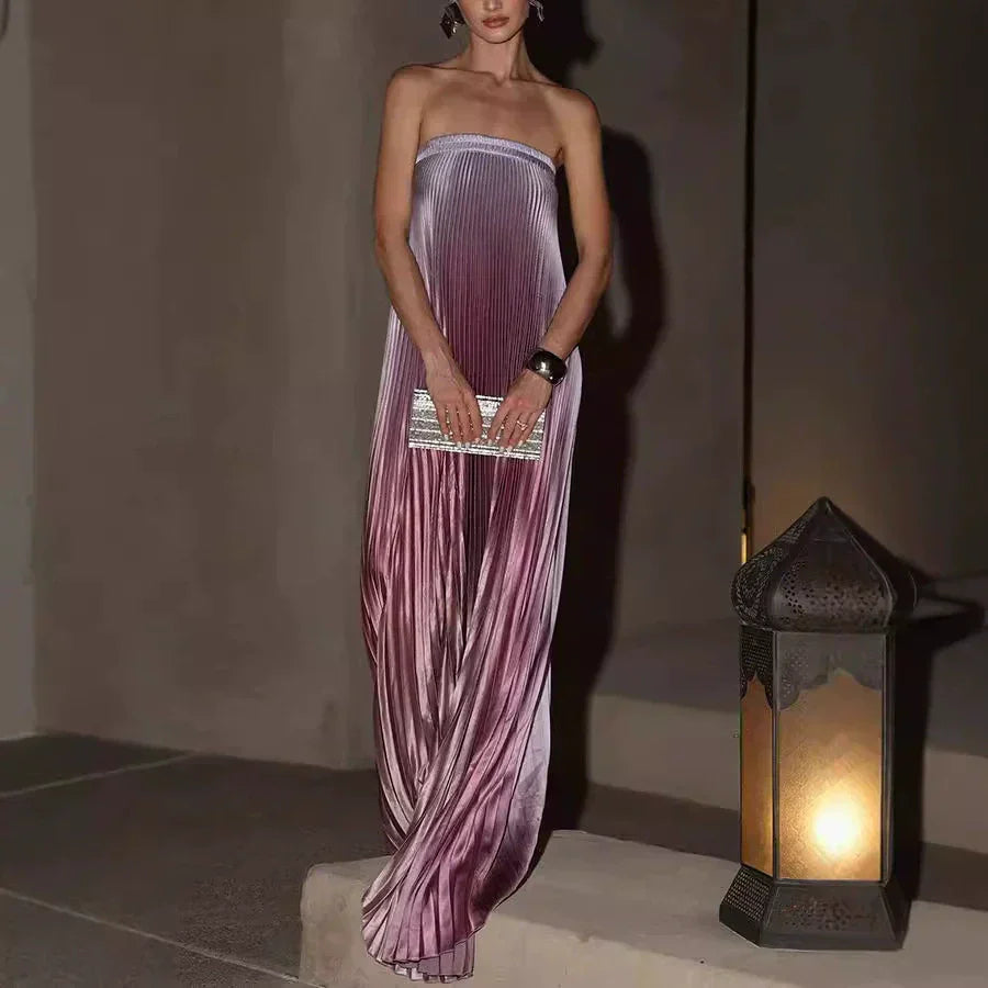🌸Spring Sale💐 Ombre Pleated Strapless Evening Dress