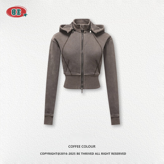 Fleece-lined slimming cardigan sweatshirt and casual pants two-piece set