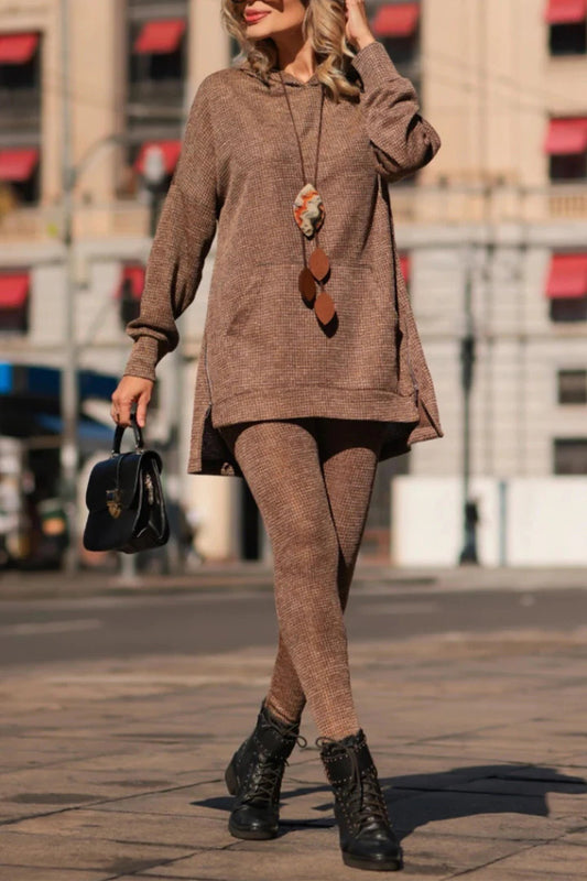 Ladies' stylish sportswear set with hooded top and casual pants (two-piece set) - MATCHING MASTER