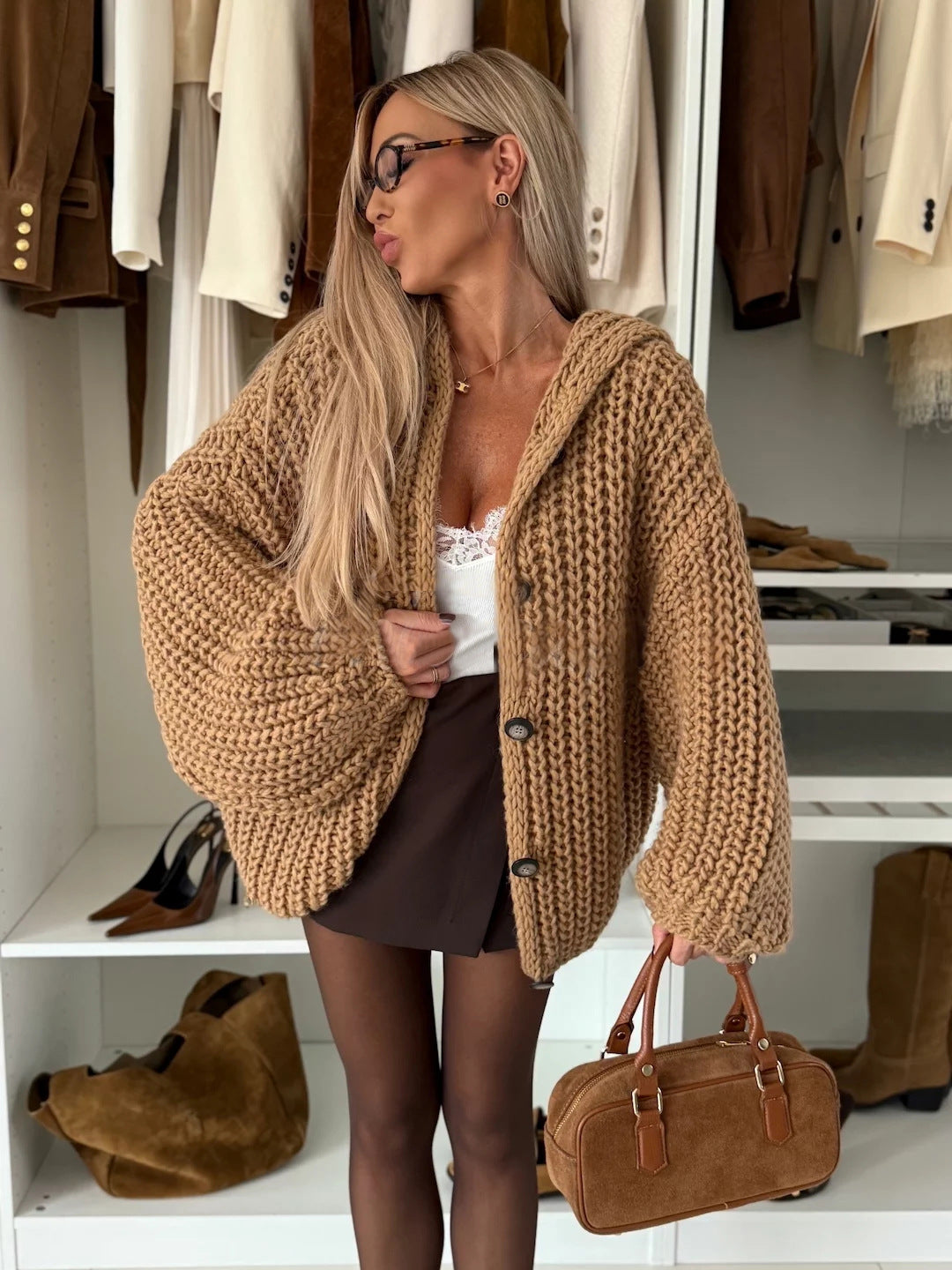 Ladies' Knitted Hooded Jacket - MATCHING MASTER