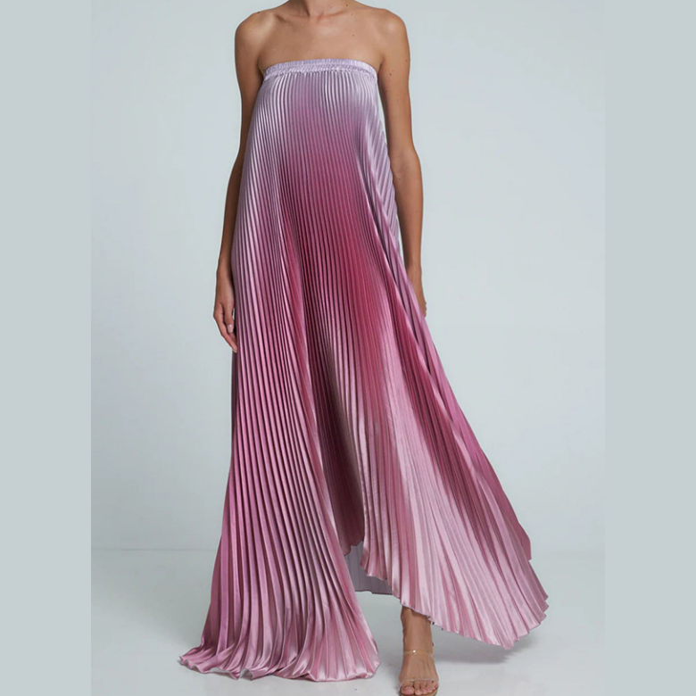 🌸Spring Sale💐 Ombre Pleated Strapless Evening Dress