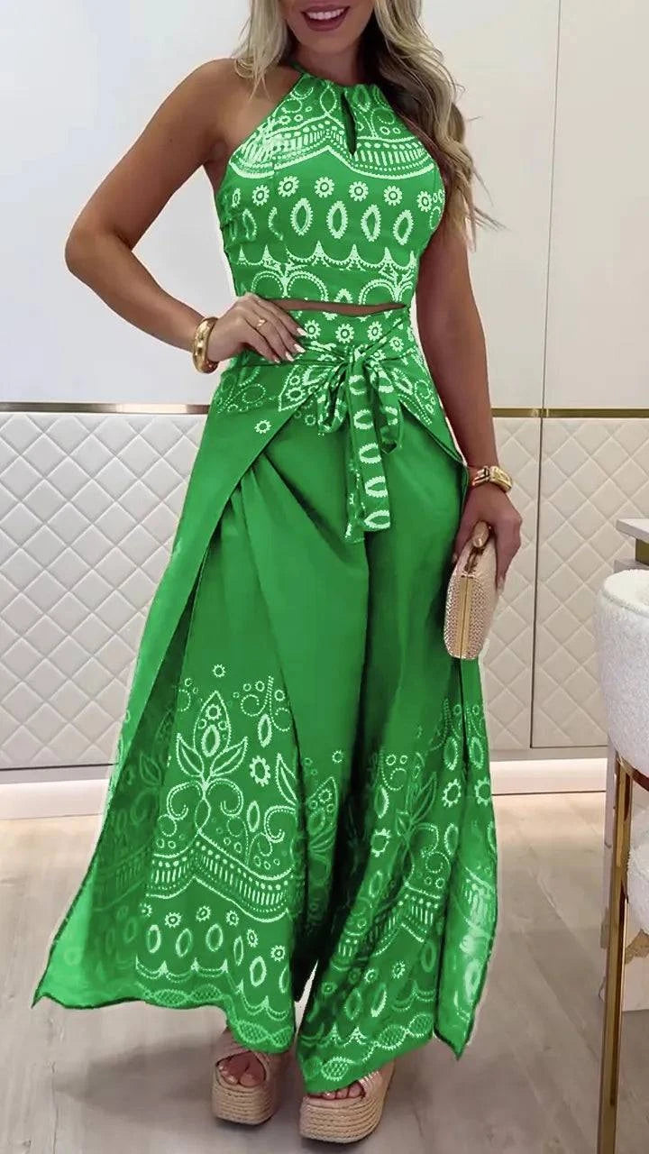 Women's Vintage Printed Holiday Casual Three-Piece Suits - MATCHING MASTER