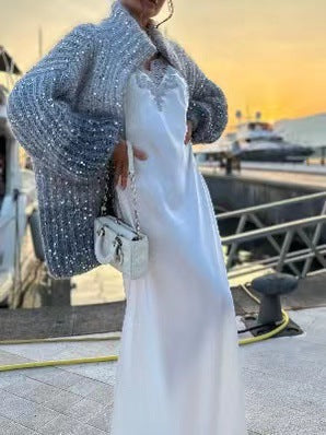 Ladies' Sparkling Sweater Cardigan