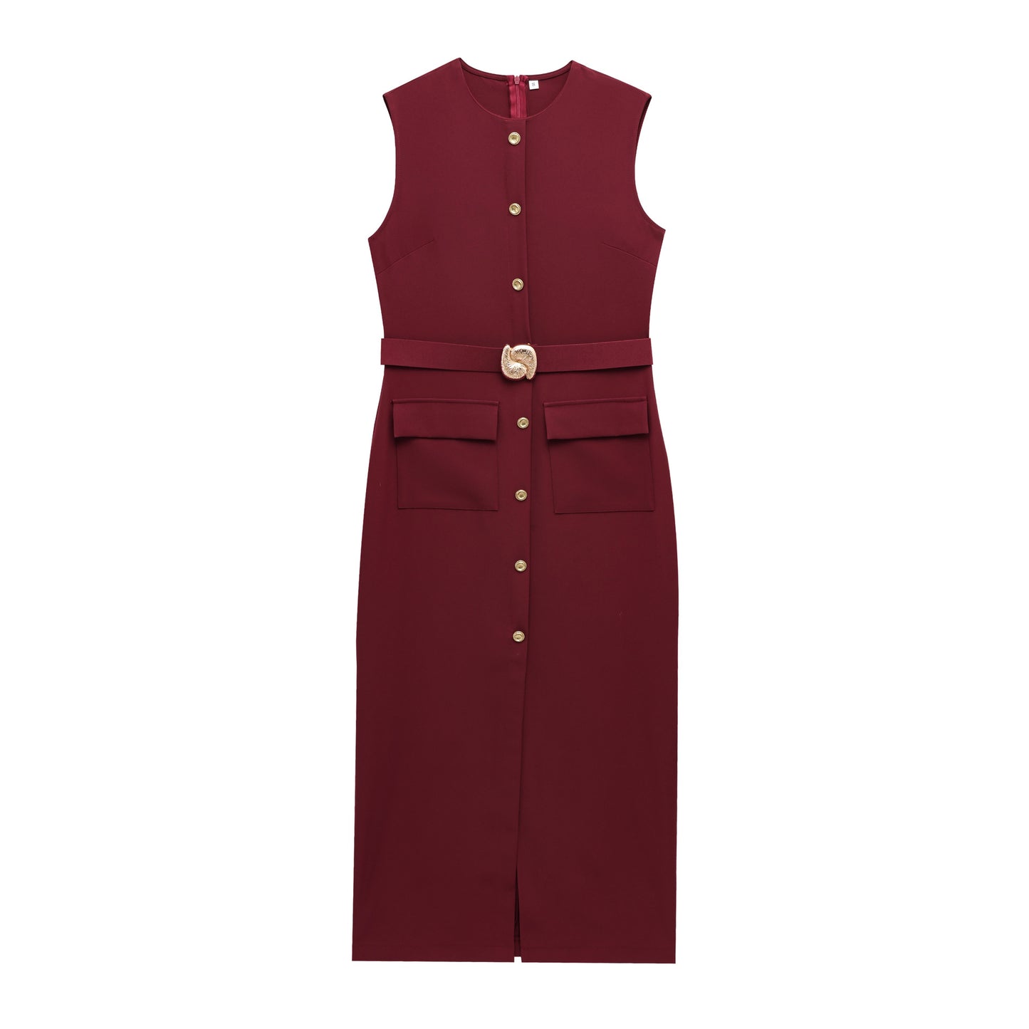 Sleeveless round neck dress (with belt) - MATCHING MASTER