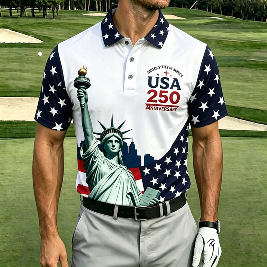 USA 250th Men's short-sleeved polo shirt ZM7025 - BundleWear