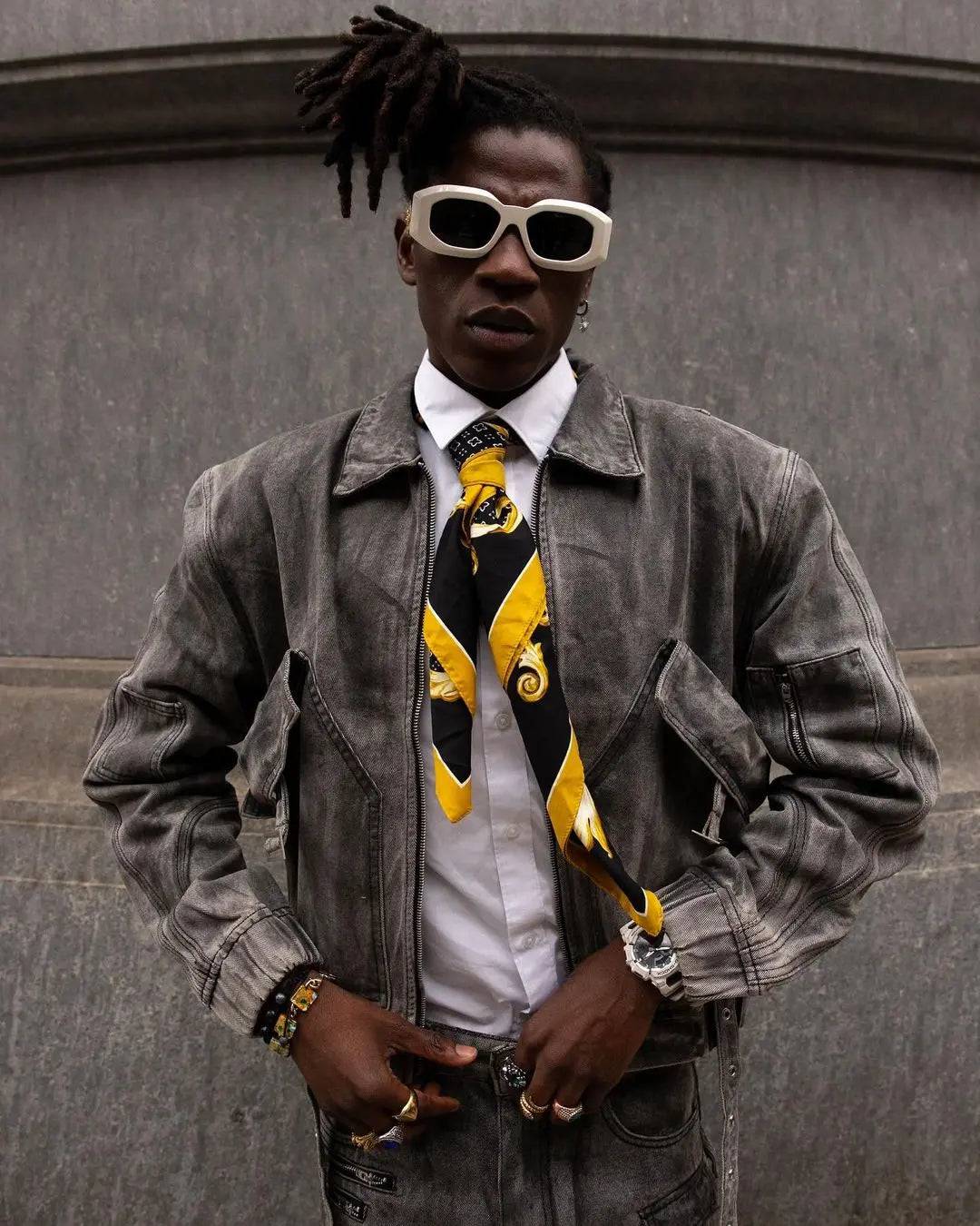 【25s Mar.】Vintage Denim Jacket  Baggy Cargo Pants - MATCHING MASTER