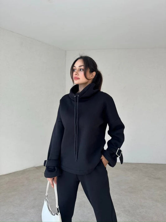 Ladies' 100% Cotton Tracksuit (Hoodie + Pants)