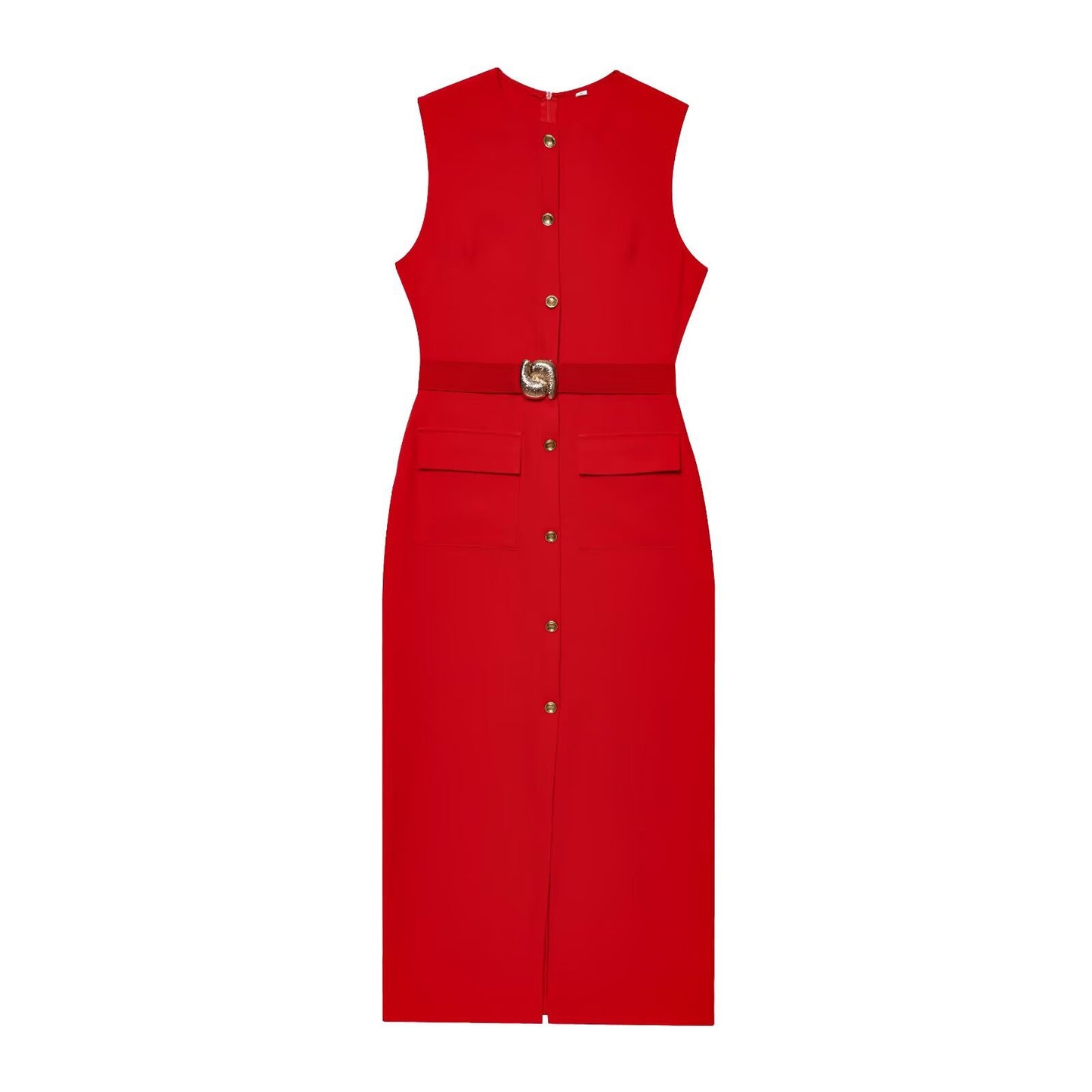 Sleeveless round neck dress (with belt) - MATCHING MASTER