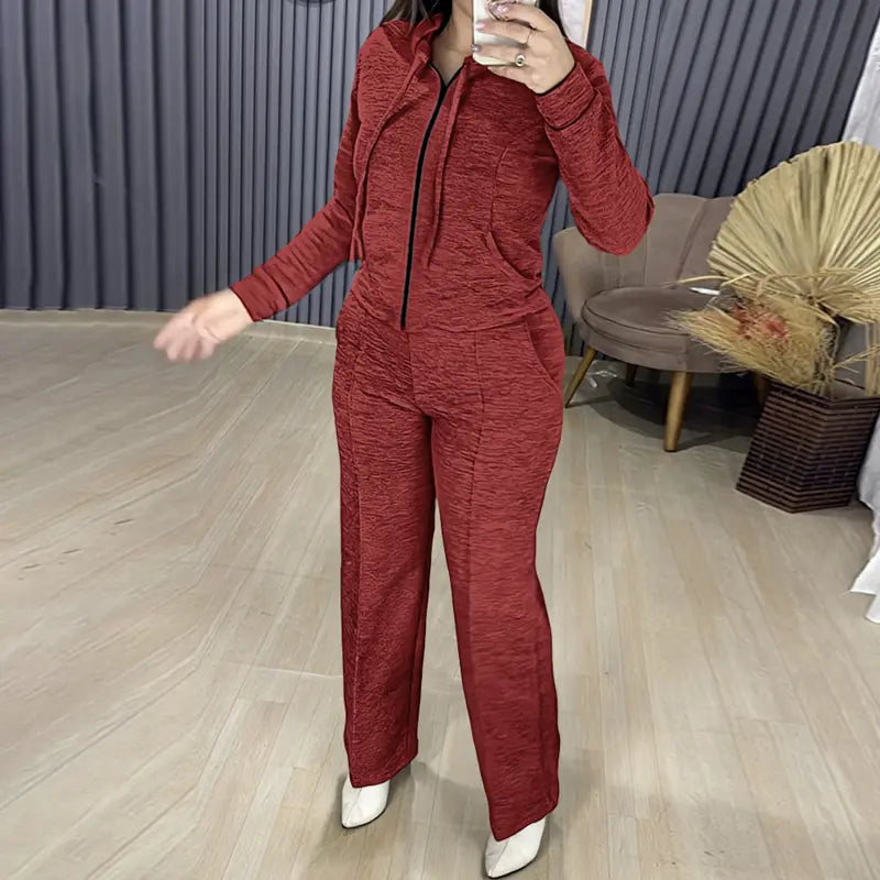 Ladies' Autumn Casual Chic Knit Cardigan & Wide Leg Pants Set - MATCHING MASTER