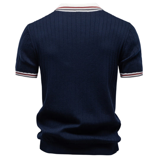 AIOPESON Knitted Short Sleeve Polo PSM8502 - BundleWear