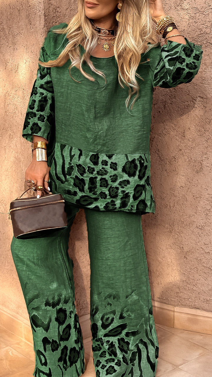 Women's Leopard Print Cotton Linen Casual Dress 🌿🐆✨