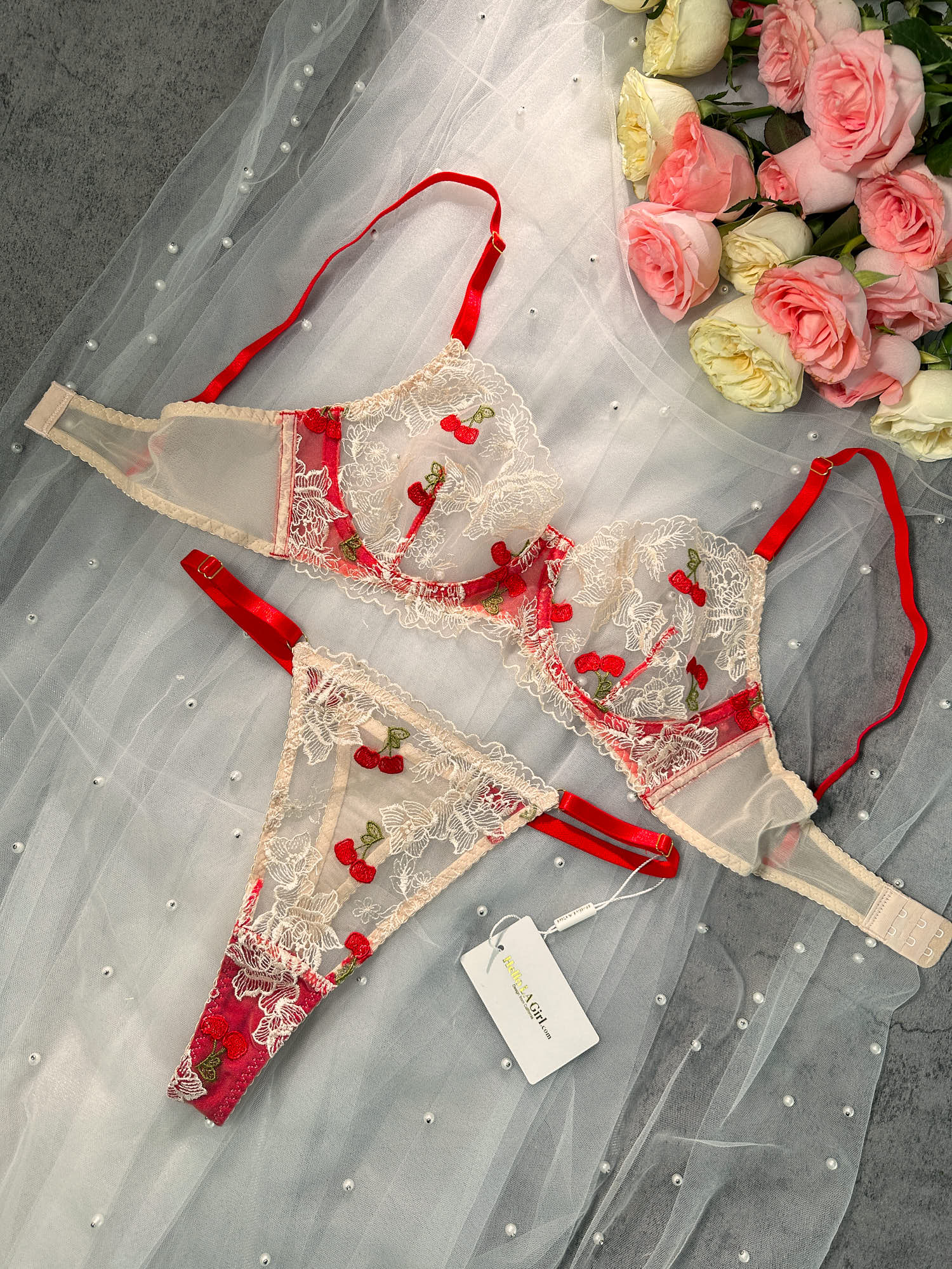 Red Cherry Lingerie Set - MATCHING MASTER