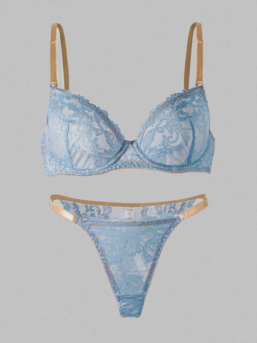 Blue Soft Lace Lingerie Set - MATCHING MASTER