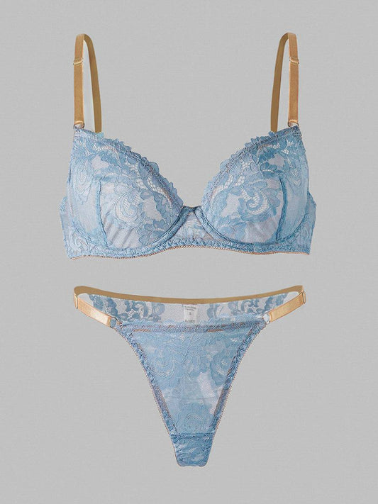 Blue Soft Lace Lingerie Set - MATCHING MASTER