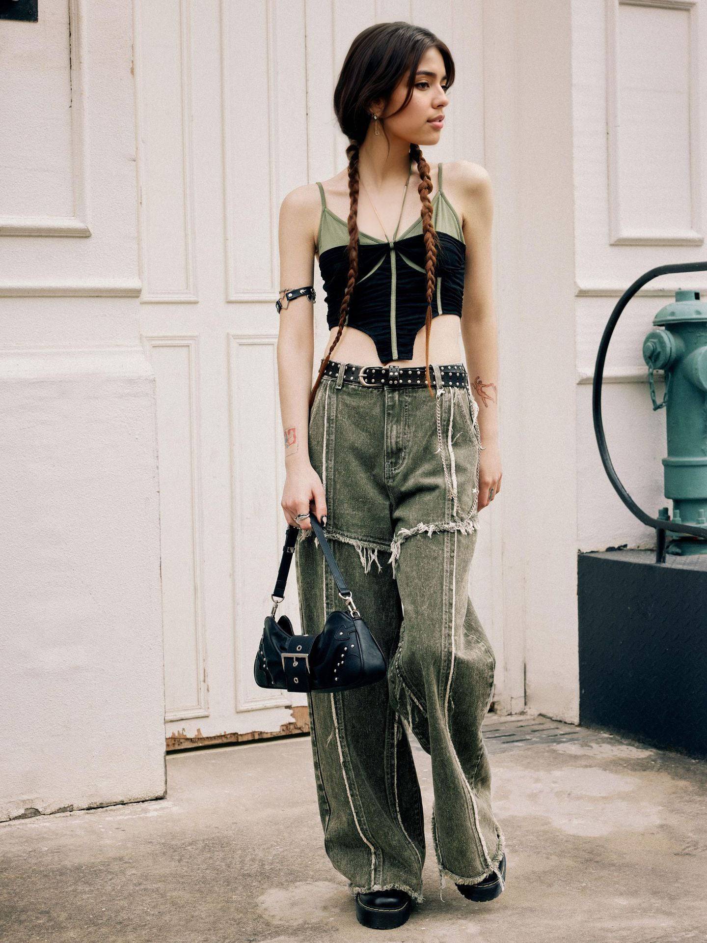 Raw edge panelled jeans - MATCHING MASTER