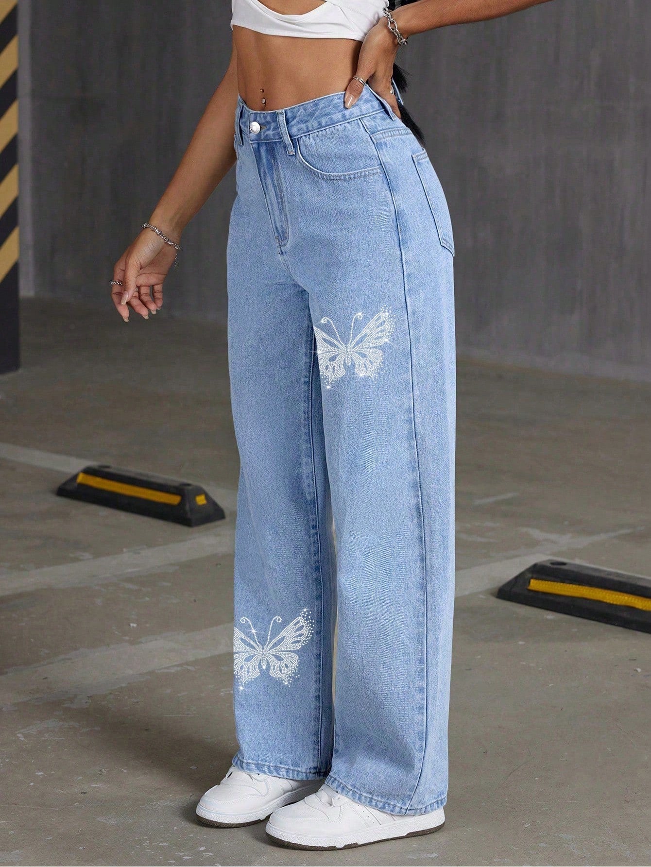 Rhinestone Butterfly Jeans