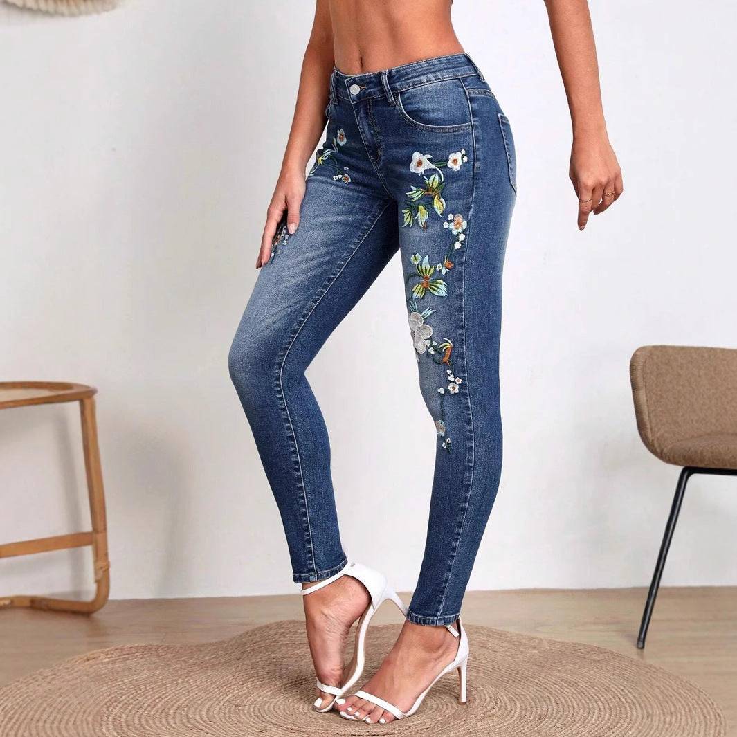 Flowerpot embroidered jeans - MATCHING MASTER