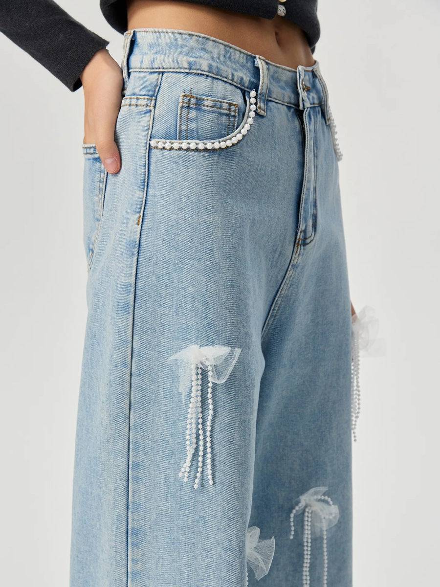 Denim trousers with 3D decoration - MATCHING MASTER