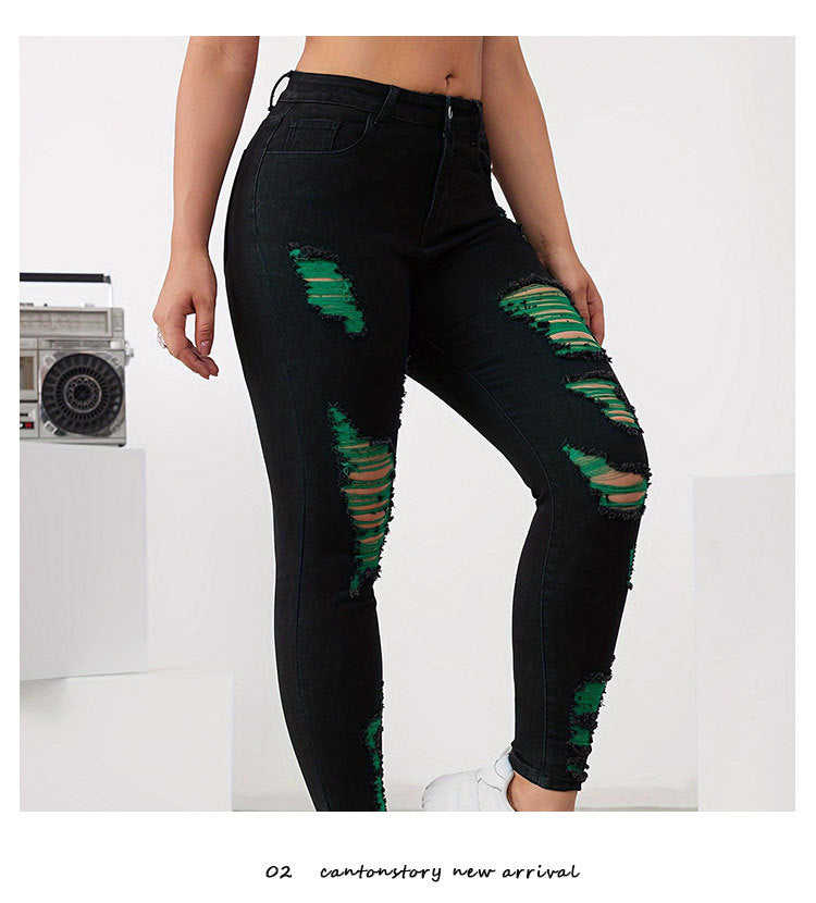 Colored ripped jeans